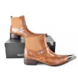 Gucinari; a pair of gentlemen's tan leather Chelsea boots,