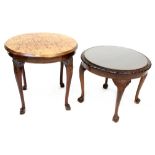 Two non-matching circular occasional tables in the Edwardian style, one mahogany example,