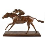 WILLIAM NEWTON; a bronze sculpture of a jockey on horseback, impressed signature, dated '04 and