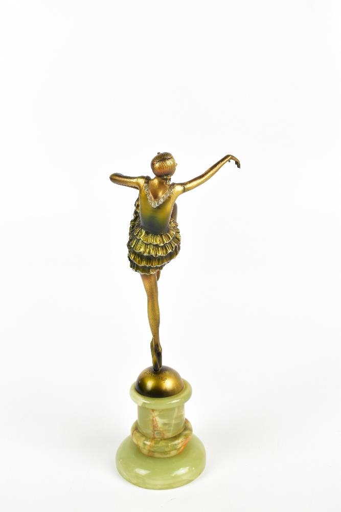 JOSEF LORENZL (1892-1950); an Art Deco gilt and silvered bronze figure of a female dancer on onyx - Image 3 of 4