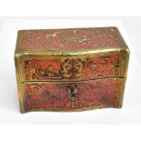 A late 19th century French Boulle work trinket box of serpentine outline with hinged lid complete