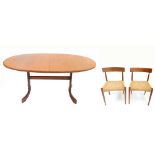 G-PLAN; a Fresco oval teak dining table of with extra leaf, height 72cm, length unextended 162cm,
