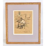 HAROLD RILEY DL, DLitt, FRCS, DFA, ATC (Born 1934); crayon heightened with colour, The Cobbler,