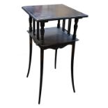 IN THE STYLE OF GODWIN; an ebonised Aesthetic Movement occasional table with square moulded top