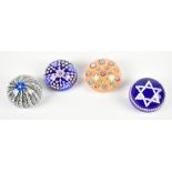 PETER MACDOUGALL; four glass paperweights including millefiori and scattered cane examples (4).