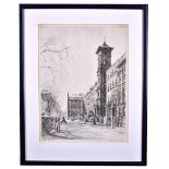 SIR FRANCIS DODD RA RWS (1874-1949); drypoint etching, 'Soho Square', signed lower right, 29 x 22cm,