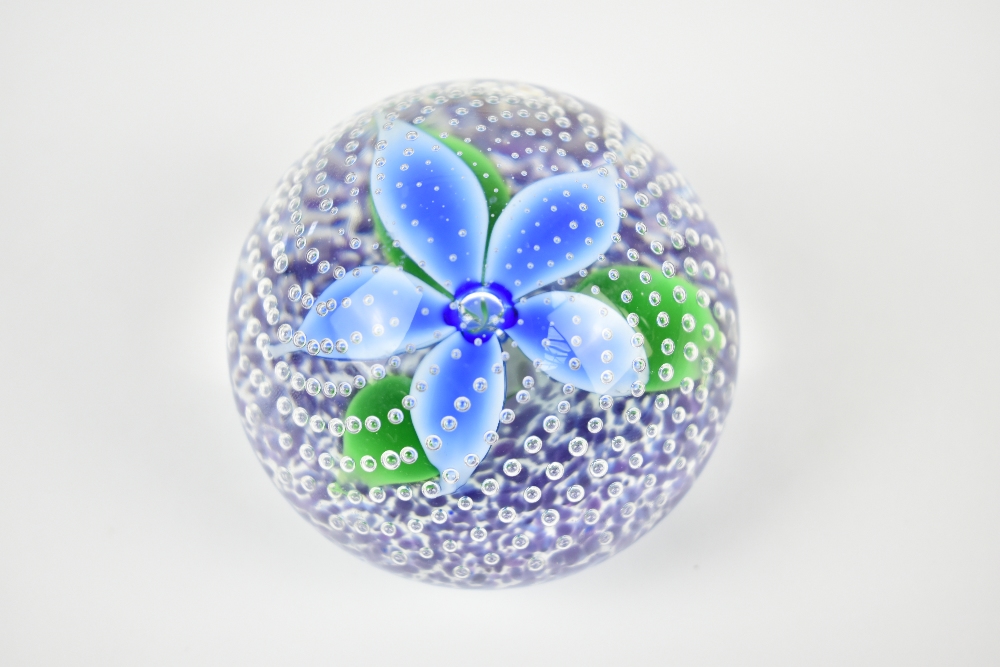JOHN DEACONS; seven glass paperweights including millefiori example, bubble examples with floral - Image 8 of 12