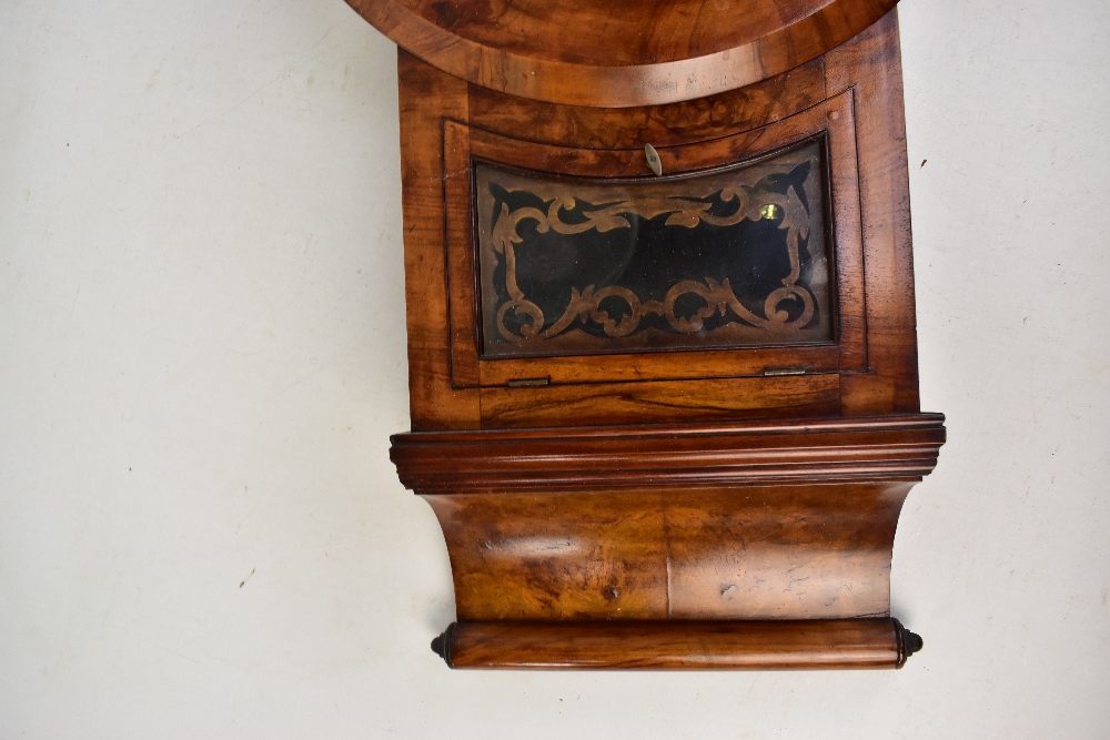 A late 19th century American walnut drop dial wall clock, the painted dial set with Roman - Image 3 of 5