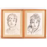 ROBERT LENKIEWICZ (British, 1941-2002); two pencil portraits sketches of young boys, signed lower