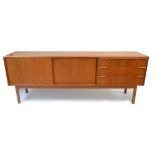 A. H. McINTOSH & CO LTD; a mid-century teak sideboard, with two sliding doors flanked on one side by