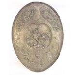 AFTER LÉONARD MOREL-LADEUIL (1820-1888); a large and impressive oval silver plated plaque centred