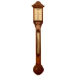 A Victorian walnut stick barometer, inscribed to the ivory dial 'Pastorelli & Co, Piccadilly,