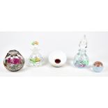 CAITHNESS; three glass paperweights including 'Queen Elizabeth Rose', 19/95, 'Winter Moon', and
