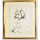 PHILIP NAVIASKY (British, 1894-1983); charcoal, half-length study of a seated lady, the paper