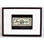 ANDY WARHOL (American, 1928-1987); a $2 bill signed in black felt tip pen, the bill Series 1976, S/N