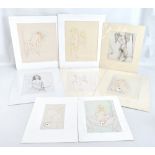 DAVID WILDE (1918-1978); eight original ink and watercolour studies of erotic/adult themes including