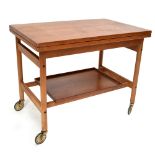 KURT OSTERVIG FOR JASON MOBLER; a mid-20th century Danish teak drinks trolley with fold over top and