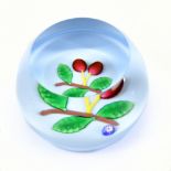ST LOUIS; a contemporary glass paperweight encased with floral detail, signed and dated 1992 to