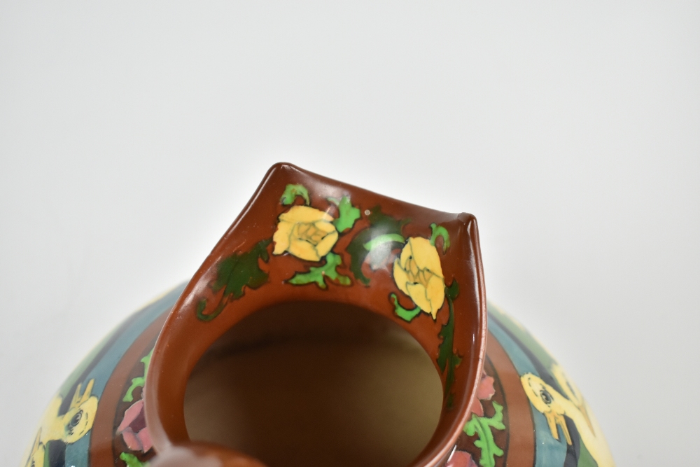 WILEMAN & CO; a Foley Intarsio squat jug of circular form, painted with chicks in landscape setting, - Image 10 of 11