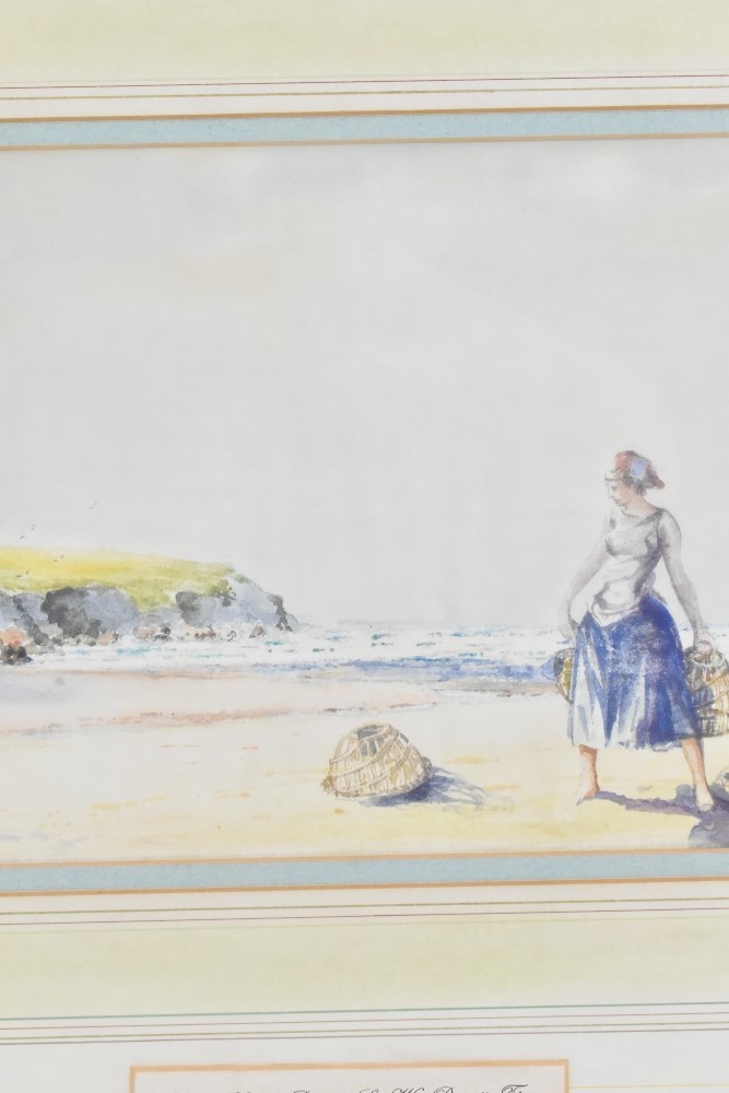 SIR WILLIAM RUSSELL FLINT RA ROI (Scottish 1880-1969); watercolour, 'Girl with Lobster Pots', signed - Image 4 of 7