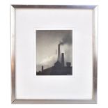 TREVOR GRIMSHAW (1947-2001); graphite drawing, industrial cityscape with smoking chimney, signed and