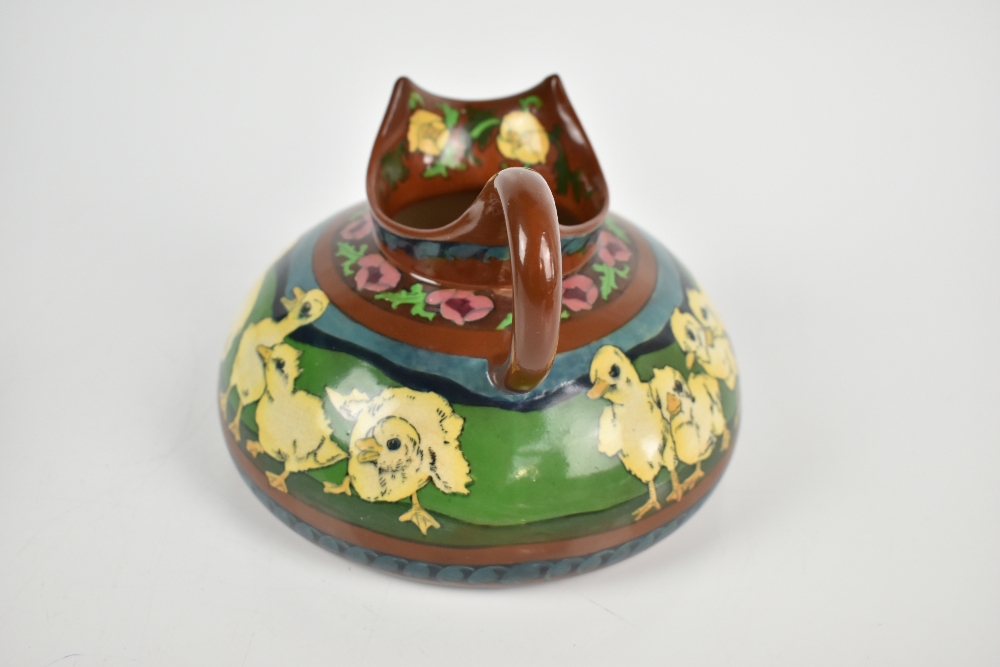 WILEMAN & CO; a Foley Intarsio squat jug of circular form, painted with chicks in landscape setting, - Image 7 of 11