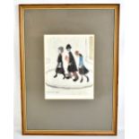 LAURENCE STEPHEN LOWRY RBA RA (1887-1976); a signed limited edition coloured print, 'The Family',