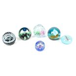 CAITHNESS; six assorted paperweights including 'Argo', 'Noughts & Crosses', 'Blue Moon', etc (6).