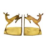 A pair of Art Deco brass bookends modelled as leaping deer, height 12cm.Additional InformationOne is