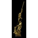 SEAN RICE (1931-1997); a bronze and copper figure, 'Poseidon', raised on a polished black slate