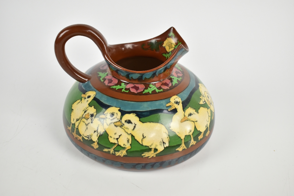 WILEMAN & CO; a Foley Intarsio squat jug of circular form, painted with chicks in landscape setting, - Image 8 of 11