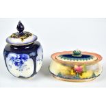 ROYAL WORCESTER HADLEY WARE; a hand painted lidded box of oval form decorated with roses, length