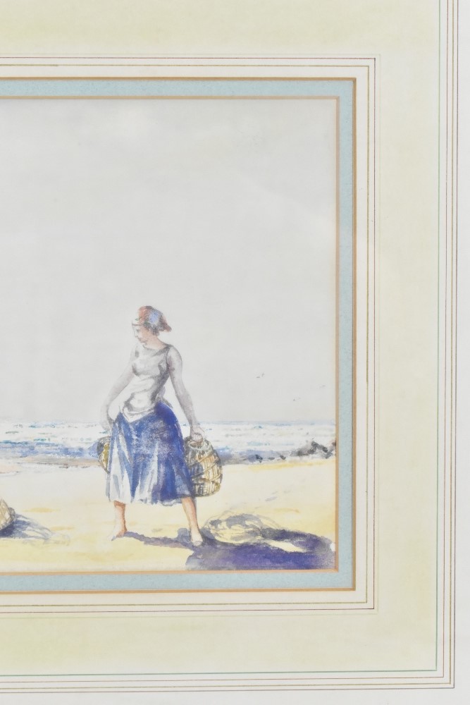 SIR WILLIAM RUSSELL FLINT RA ROI (Scottish 1880-1969); watercolour, 'Girl with Lobster Pots', signed - Image 5 of 7