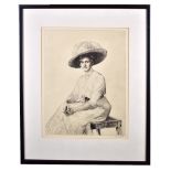 SIR FRANCIS DODD RA RWS (1874-1949); drypoint etching, portrait of a society lady wearing hat,