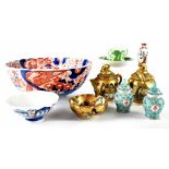 A collection of Oriental ceramics to include a large Japanese Imari bowl, diameter 30cm,