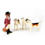 Three Beswick fox hound figures,