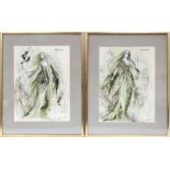 MARK HADDON IRAS (British, 20th century): pair of watercolour costume designs for Das Rheingold,