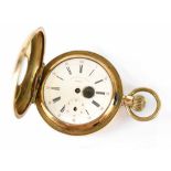 Courvoisier Frères, China; a gold plated keyless wind half hunter pocket watch, width 44mm (af).