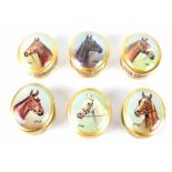 A collection of six Danbury Mint 'Great Racehorses' oval china trinket boxes each dedicated to a