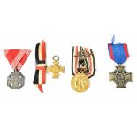 A German Friedrich August Cross Second Class and three Imperial WWI commemorative medals (4).