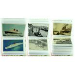 An album of commercial shipping lines postcards to include Cunard White Star Line, Express Liner,