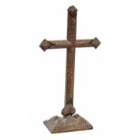 An early 20th century tramp art cross, 55 x 28cm.