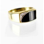 A gentlemen's diamond and black onyx signet ring,