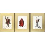 Sheila Steel; three colour lithograph costume designs for the theatre,