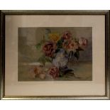 A E HOLT-WHITE (British, late 19th/early 20th century); watercolour, still life with roses,