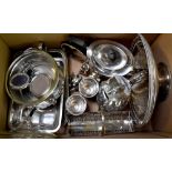 Various items of silver plate to include teapot, cruet set with glass liners, Victorian water jug,