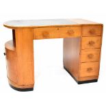 An early/mid-20th century oak Art Deco kneehole desk,