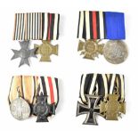 Four sets of WWI German court mounted medals to include WWI German Schwarzburg Service Medal,
