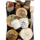 A collectors' lot to include a quantity of stoneware items, glass fishing weights,