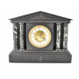 A late 19th century slate and marble mausoleum eight-day clock,